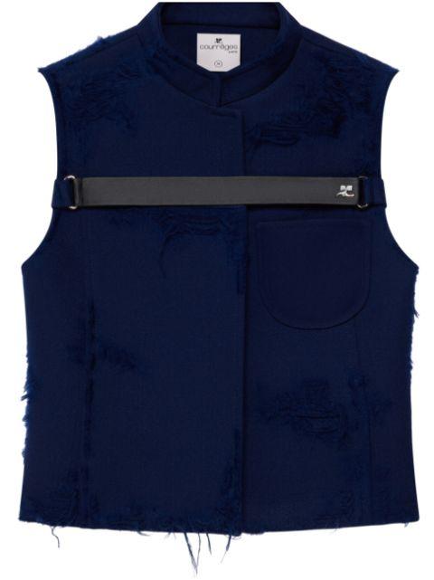 distressed-effect strap-detailed jacket by COURREGES
