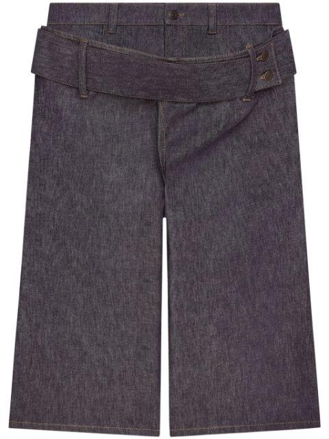 double-belted denim shorts by COURREGES