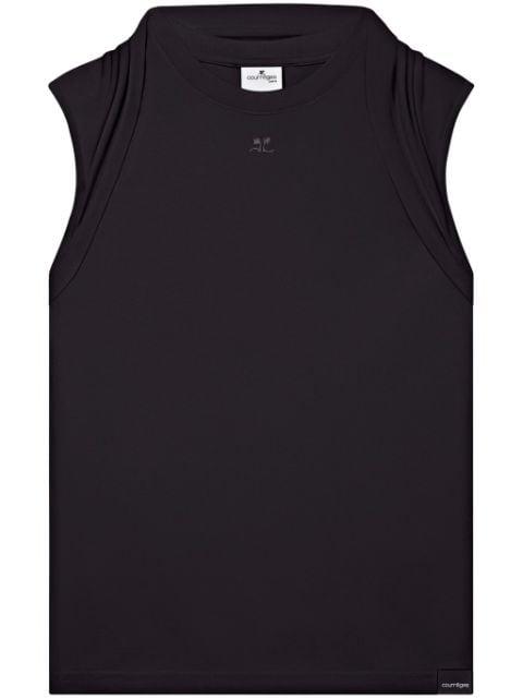 draped-detail cotton tank top by COURREGES