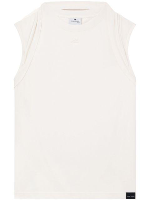 draped-detail cotton tank top by COURREGES