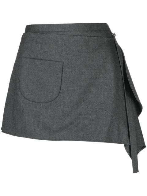 draped virgin wool-blend mini skirt by COURREGES