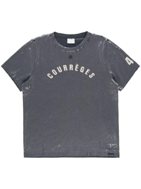 embroidered distressed T-shirt by COURREGES