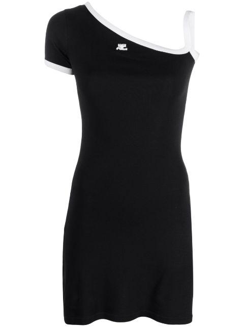 embroidered-logo asymmetric short dress by COURREGES