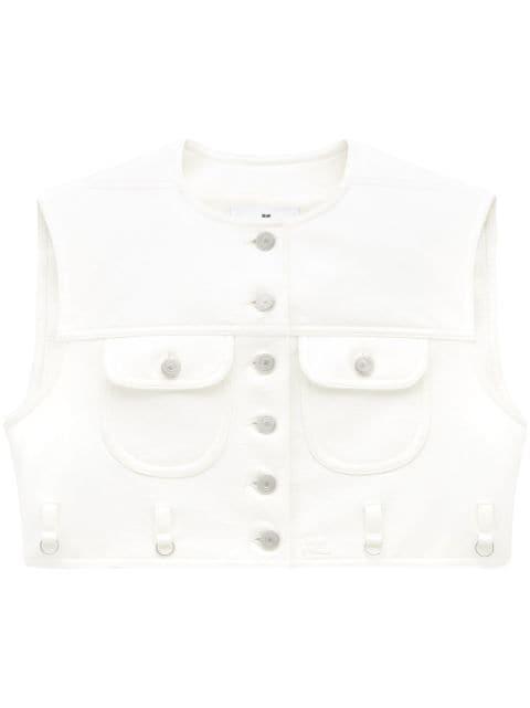 faux-leather cropped vest by COURREGES