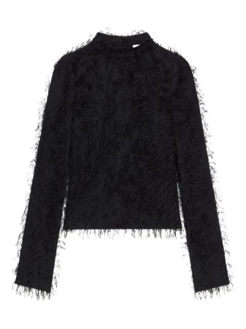 feather-embellished long-sleeve top by COURREGES