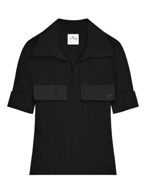 flap-pocket ribbed T-shirt by COURREGES