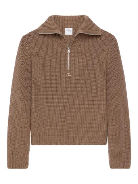 half-zip ribbed-knit sweater by COURREGES