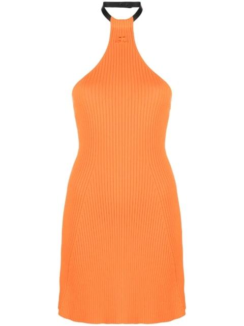 halterneck ribbed-knit mini dress by COURREGES