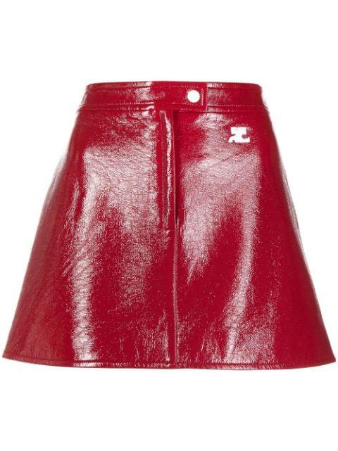 high-shine finish mini skirt by COURREGES