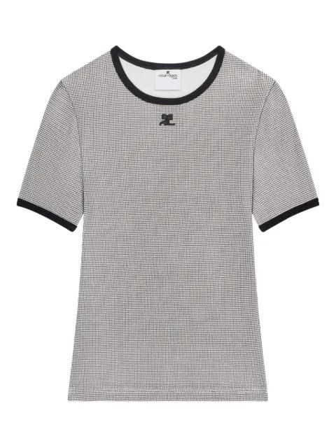 houndstooth-pattern T-shirt by COURREGES