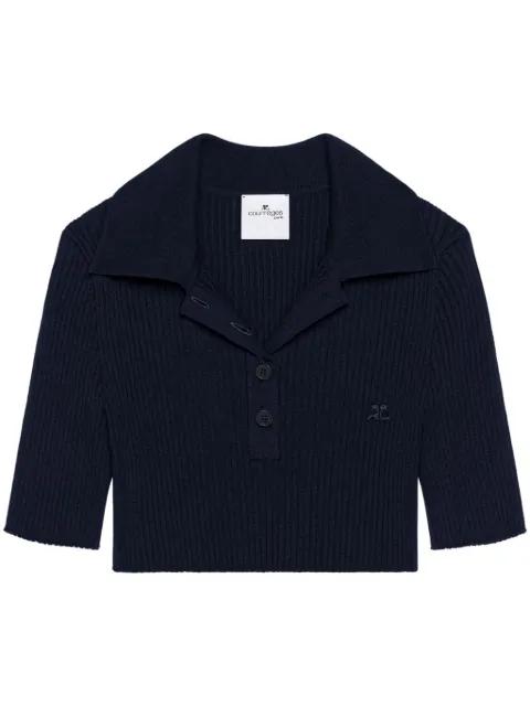 knitted cropped polo top by COURREGES