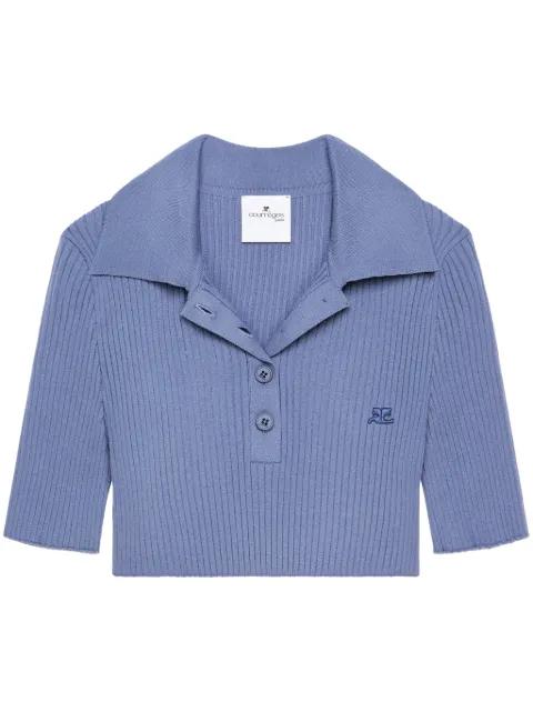 knitted cropped polo top by COURREGES