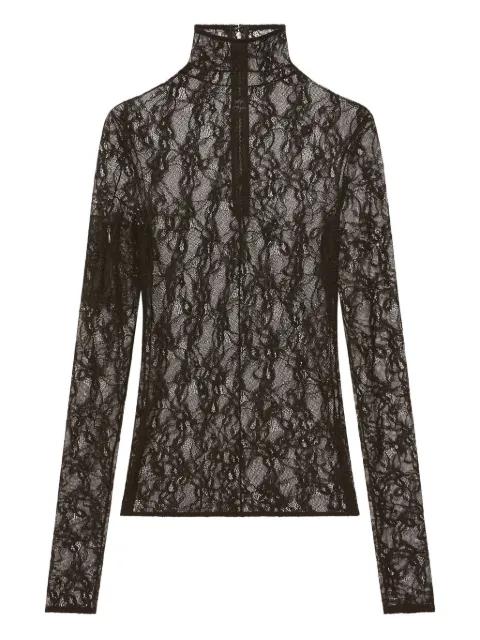 lace-panel high-neck top by COURREGES