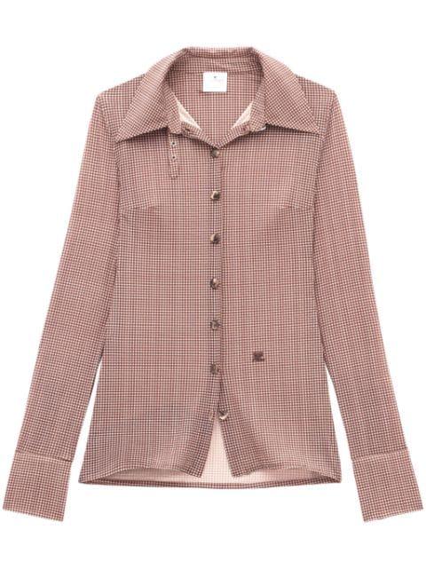 logo-appliqué checked shirt by COURREGES