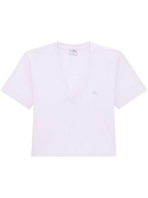 logo-appliqué cropped T-shirt by COURREGES