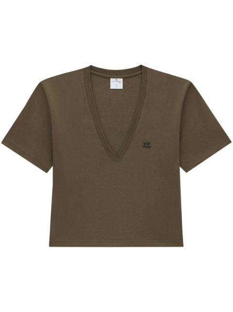 logo-appliqué cropped T-shirt by COURREGES