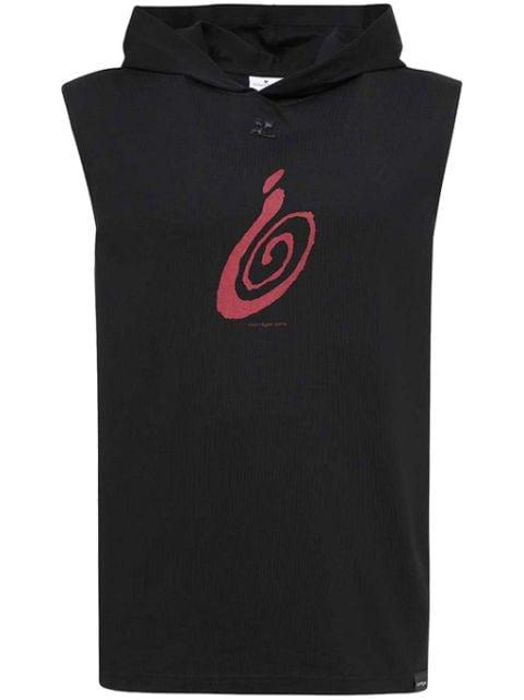 logo-appliqué sleeveless hoodie by COURREGES