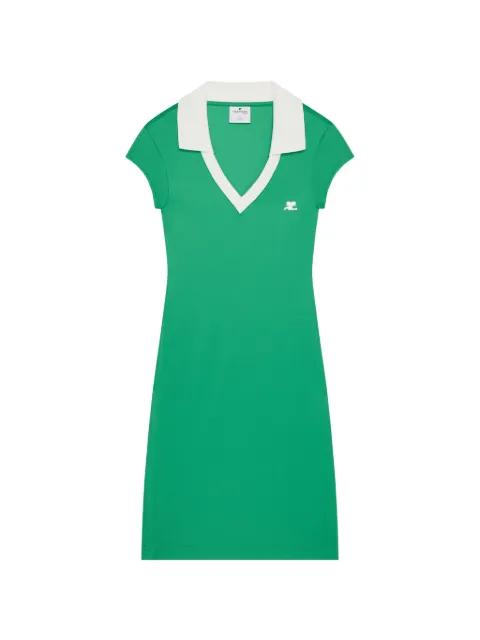 logo-embroidered V-neck mini dress by COURREGES