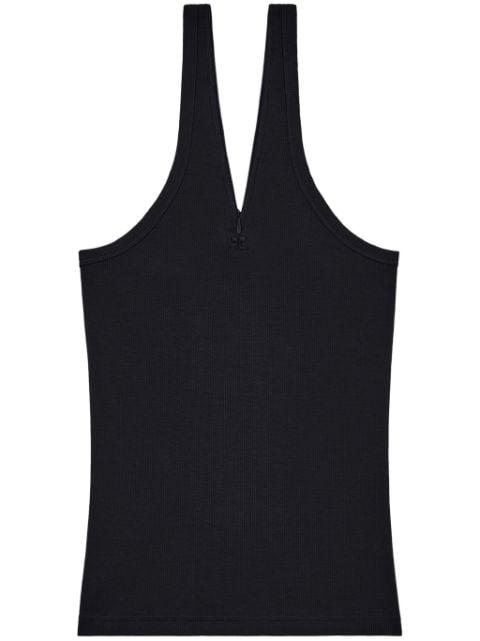 logo-embroidered cotton-blend top by COURREGES