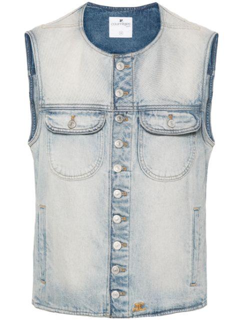 logo-embroidered denim vest by COURREGES