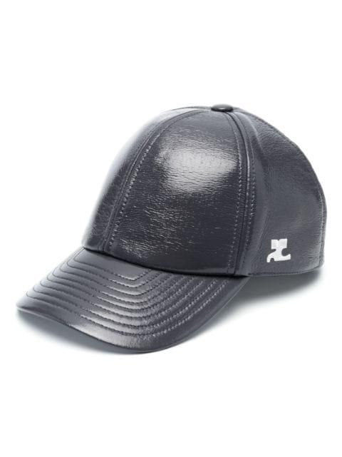 logo-embroidered glossy-finish cap by COURREGES