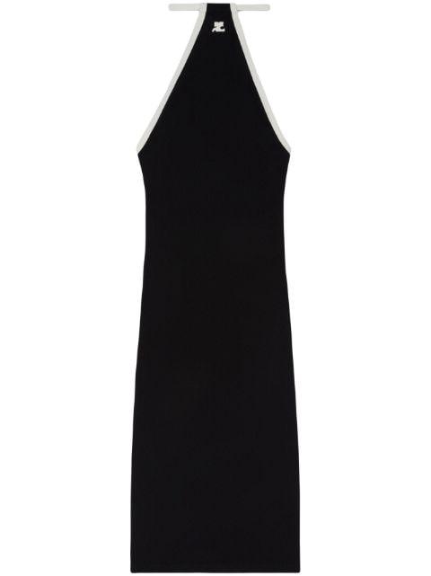 logo-embroidered halterneck midi dress by COURREGES
