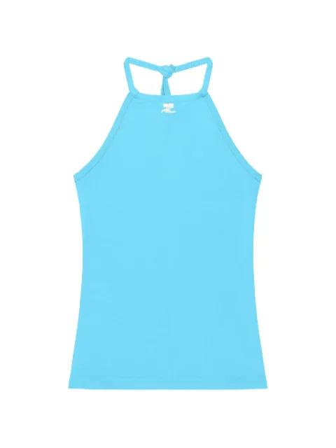 logo-embroidered halterneck top by COURREGES