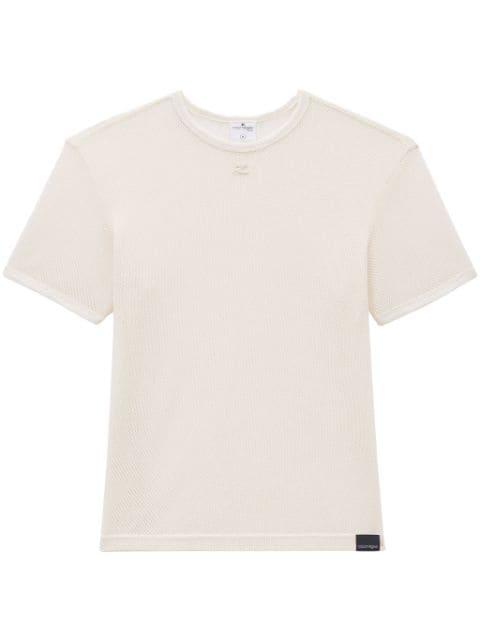 logo-embroidered mesh T-shirt by COURREGES