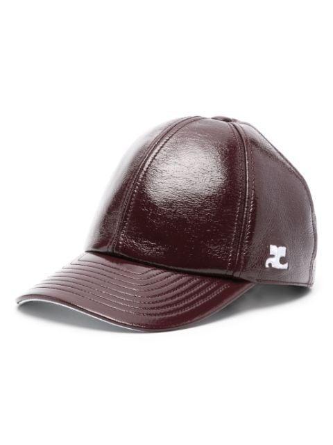 logo-embroidered patent cap by COURREGES