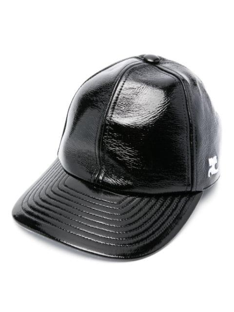 logo-embroidered patent cap by COURREGES