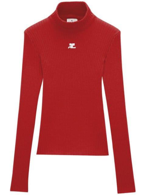 logo-embroidered ribbed sweater by COURREGES
