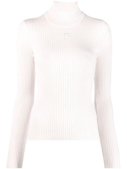 logo-embroidered roll neck jumper by COURREGES
