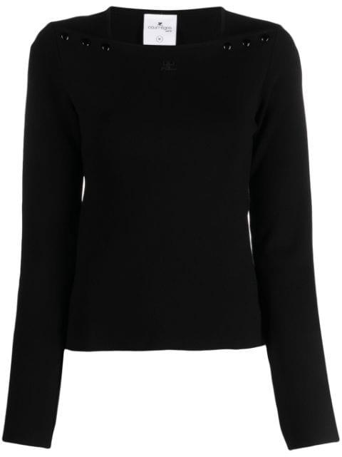 logo-embroidered square-neck sweatshirt by COURREGES