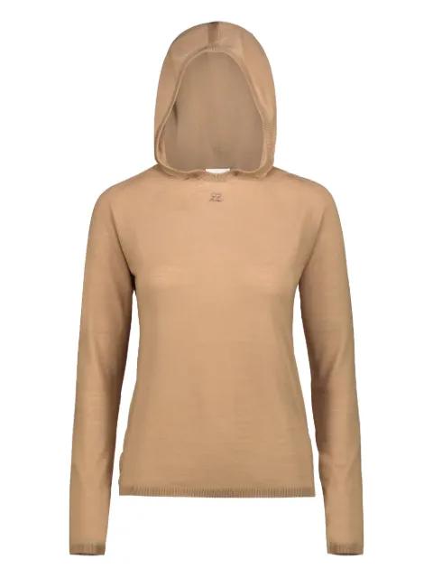 logo-embroidered wool hoodie by COURREGES