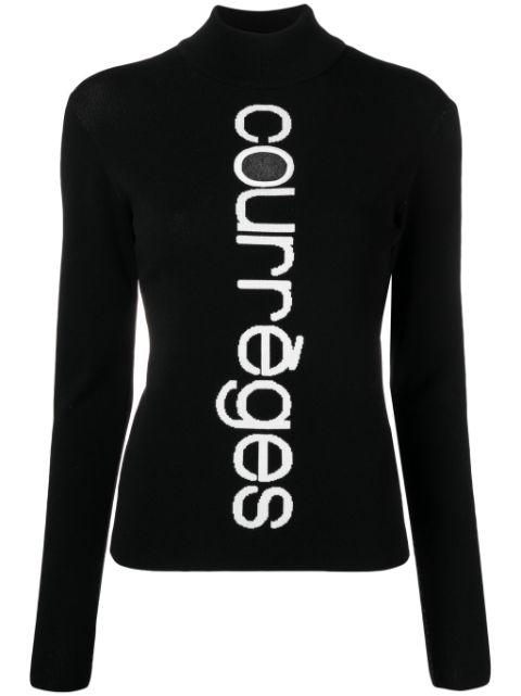 logo-intarsia cut-out jumper by COURREGES