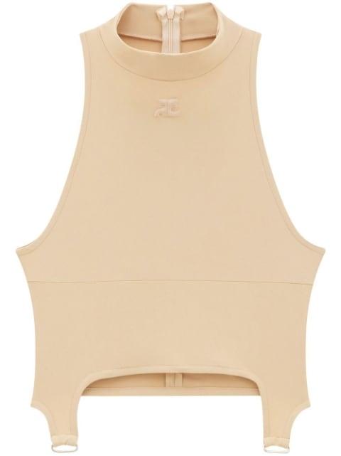 logo patch crop top by COURREGES