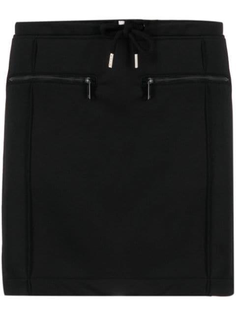 logo-patch drawstring-waist miniskirt by COURREGES