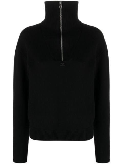 logo-patch half-zip jumper by COURREGES