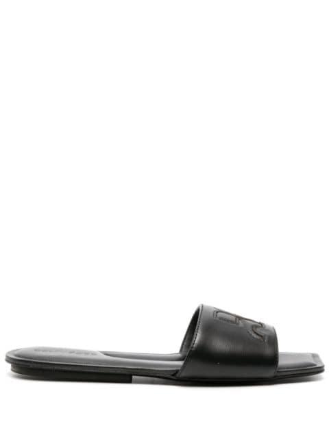 logo-patch leather slides by COURREGES