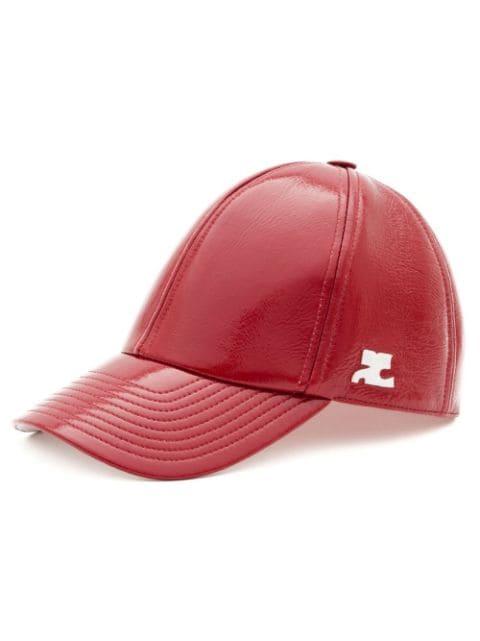 logo-patch patent cap by COURREGES