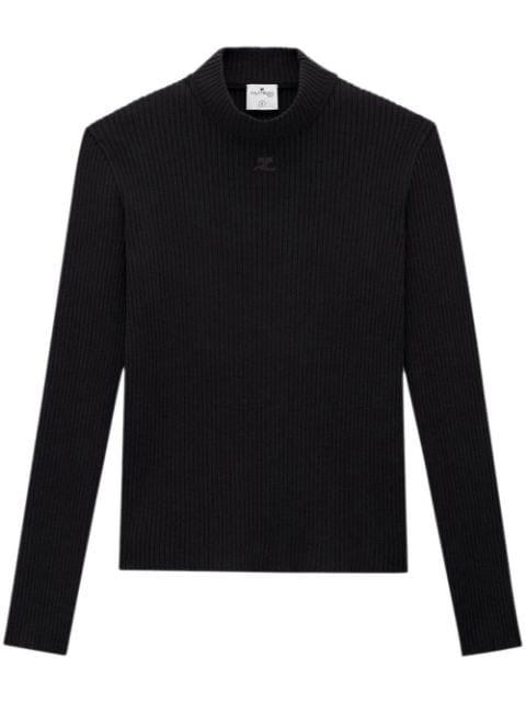 logo-patch rib-knit jumper by COURREGES