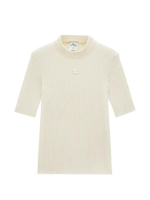 logo-patch ribbed sweater by COURREGES
