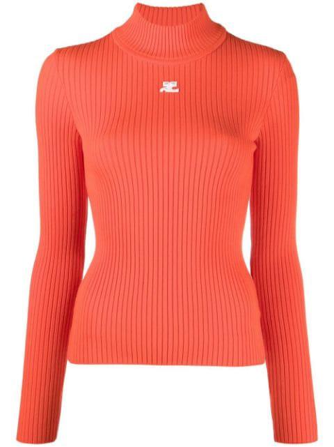 logo-patch rollneck jumper by COURREGES