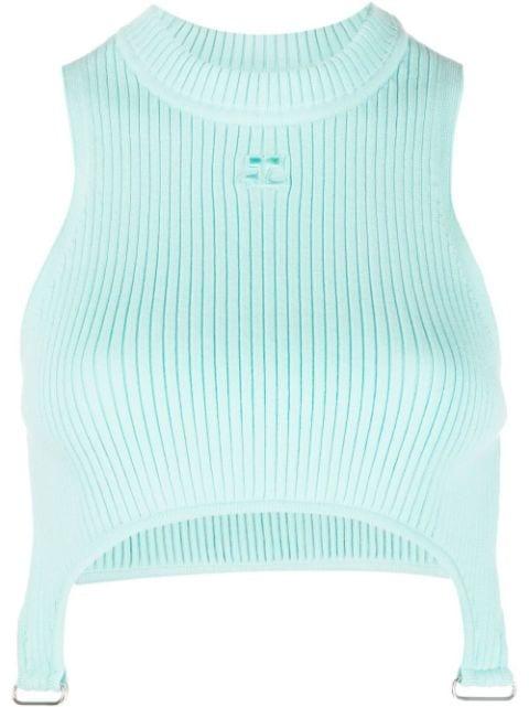 logo-patch sleeveless top by COURREGES