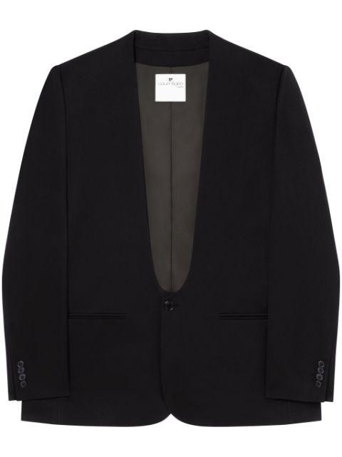 logo-patch wool blazer by COURREGES
