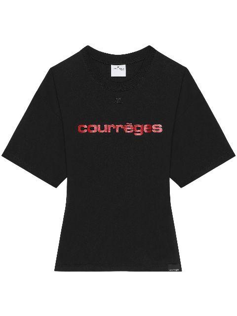 logo-print T-shirt by COURREGES