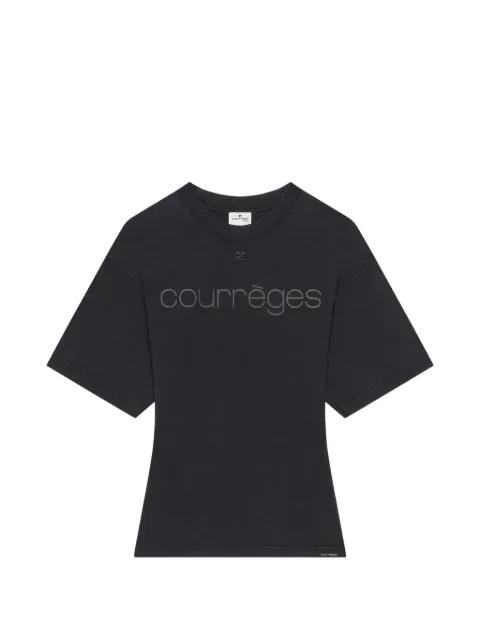 logo-print cotton T-shirt by COURREGES