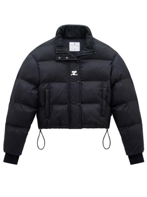 logo-print high-neck puffer jacket by COURREGES