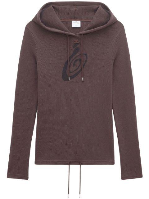 logo-print mesh hoodie by COURREGES