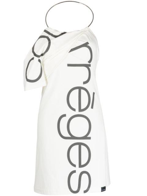 logo-print one-shoulder dress by COURREGES